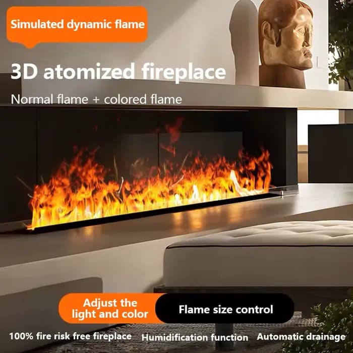 Cheminée intégrée nordique avec Imitation de feu pour salon, cheminée à atomisation 3D, lumière de luxe, cheminées électriques décoratives