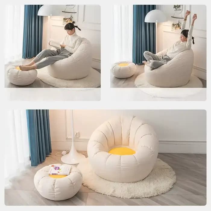 Canapé pouf avec remplissage doux minimaliste simple confortable mignon salon paresseux