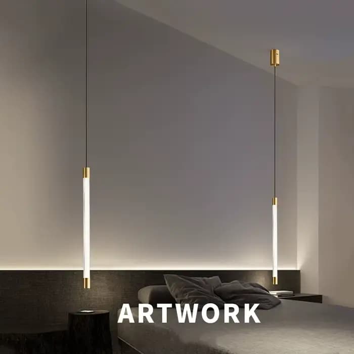 Lampe à suspension verticale minimaliste chambre salon Suspension mince suspension