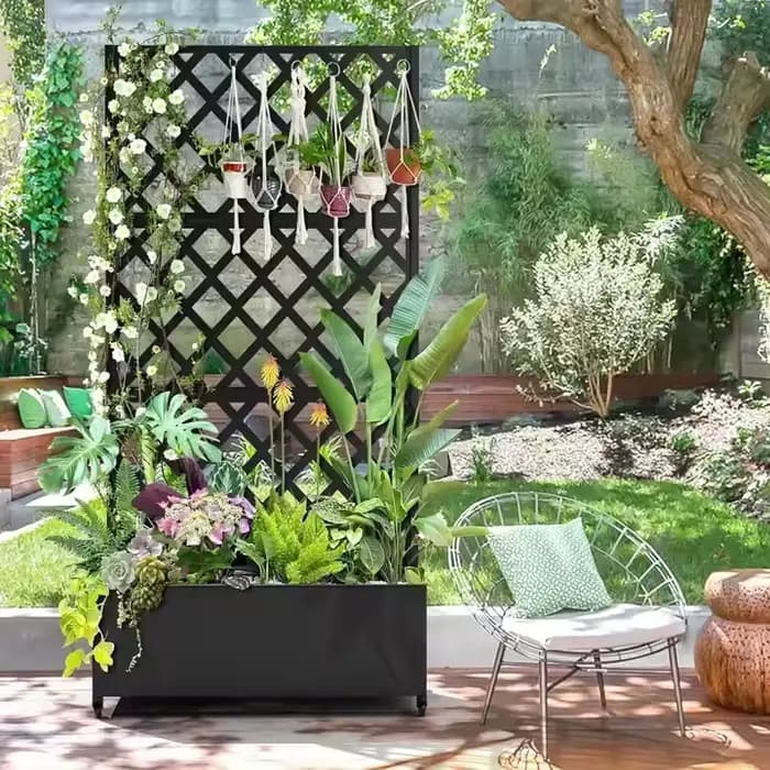 Boîte de jardinière en aluminium avec clôture