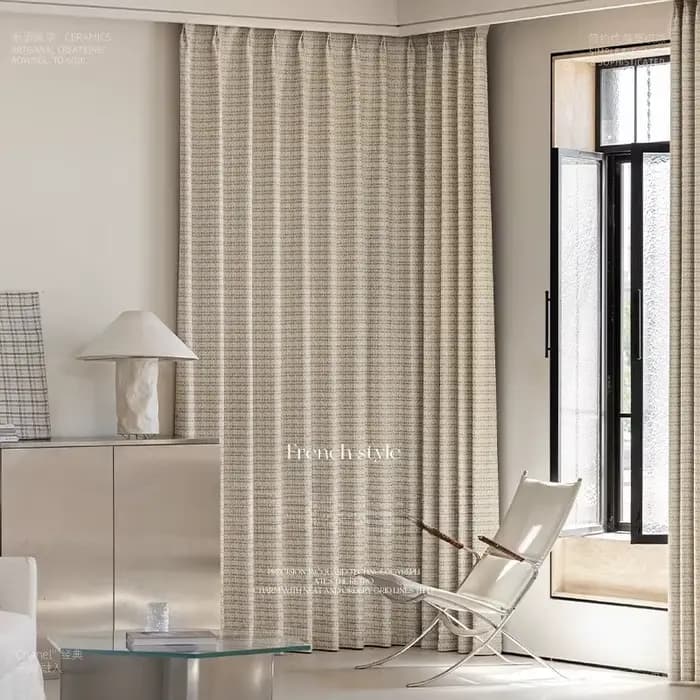 Porte occultante française en tissu de lin et Tulle blanc transparent, pour salon et chambre à coucher, Jacquard léger, luxe, taille personnalisée