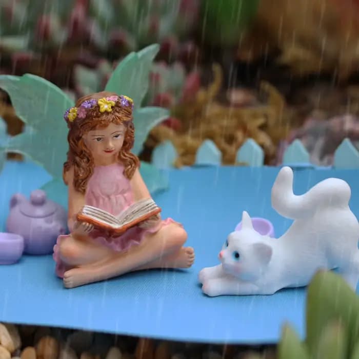 Lot de 6 Statues de Fées des Fleurs en Résine pour Bonsaï
