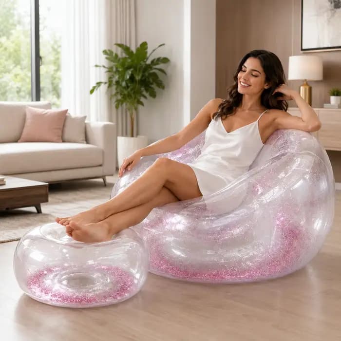 Chaise longue gonflable à paillettes