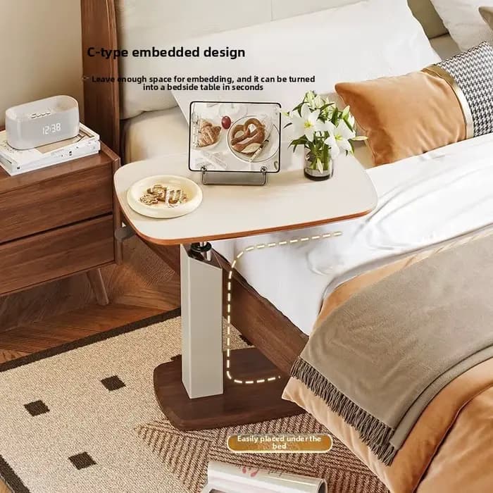 Table de lit d'appoint réglable multifonctionnelle, bureau rotatif réglable en hauteur pour ordinateur portable, mobilier de bureau d'étude à domicile