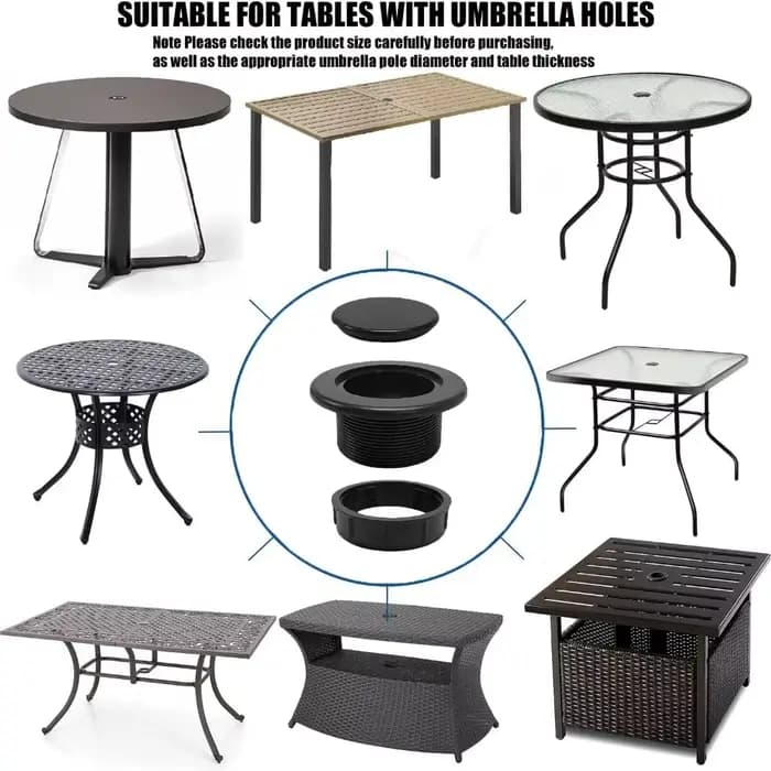 Bouchon d'insertion extra épais pour trou de parasol de table de patio