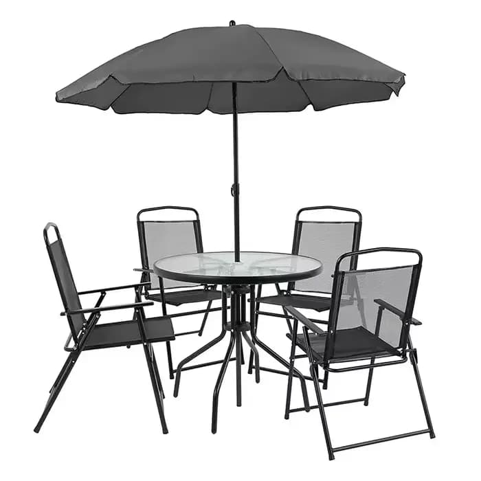 Ensemble de chaises de Table de Style européen et américain avec parapluie pliable pour salle à manger ou loisirs de plein air en hôtel dans plusieurs scénarios