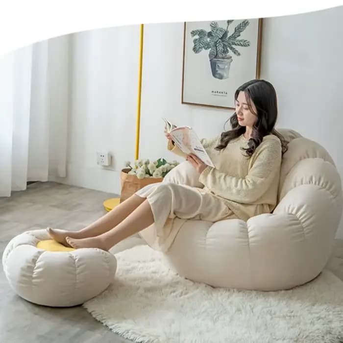 Canapé pouf avec remplissage doux minimaliste simple confortable mignon salon paresseux