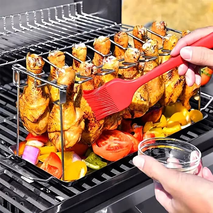 Support d'ailes de jambe de poulet pliant en acier inoxydable