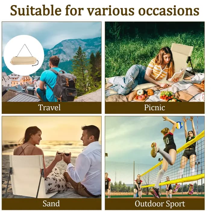 Chaise de camping pliable d'extérieur avec coussin de dossier