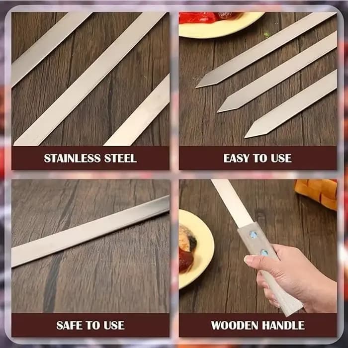 Brochettes Kabob plates en acier inoxydable pour Barbecue