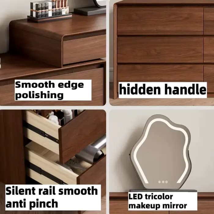 Coiffeuse moderne minimaliste en bois, multifonctionnelle avec rangement, pour maquillage et coiffure, mobilier de chambre
