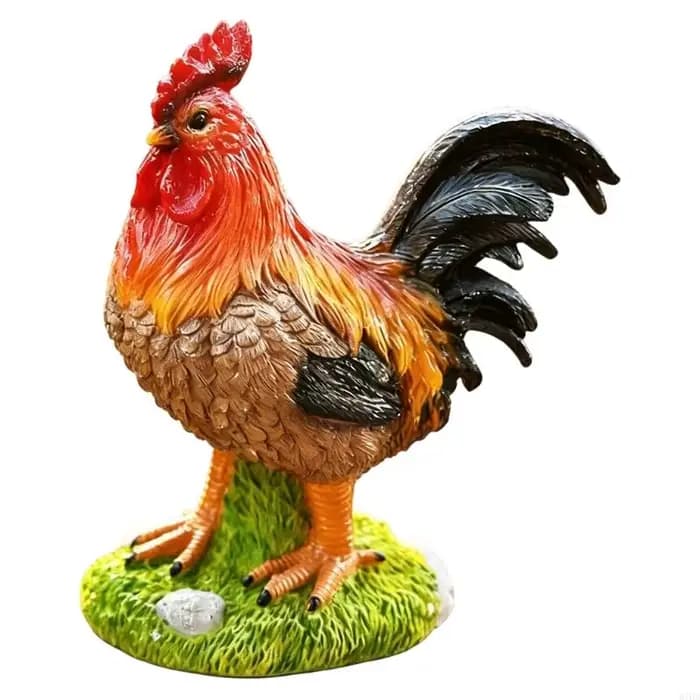 Statue jardin coq en résine