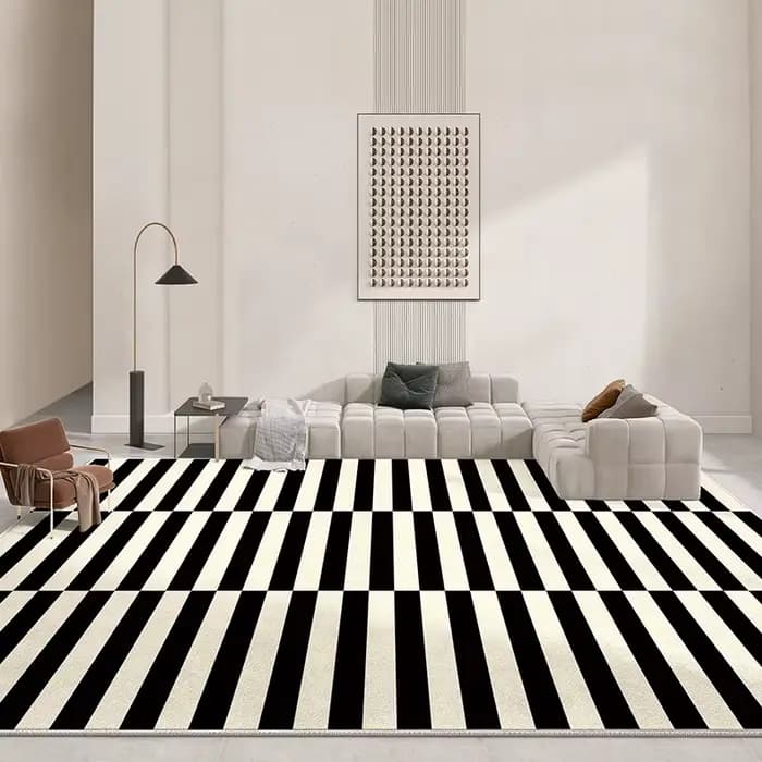 Tapis de salon Vintage français, décoration de mode, canapé de maison, antidérapant, lavable, grands tapis de chambre à coucher, Design rayé, tapis de pied doux