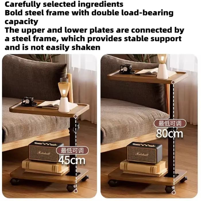 Table basse relevable mobile multifonctionnelle, petite table d'appoint de canapé réglable en hauteur avec roulettes, pour chambre et salon