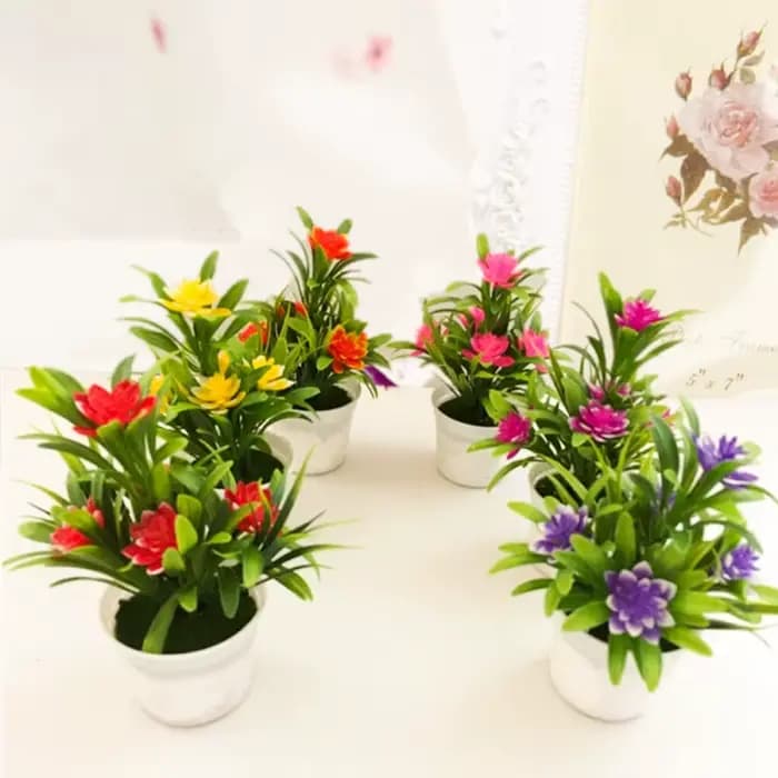 Pot de plantes à fleurs artificielles, simulation de fausses fleurs en plastique, décoration de maison et de bureau, bonsaï de bureau, ornements de balcon pour fête de mariage