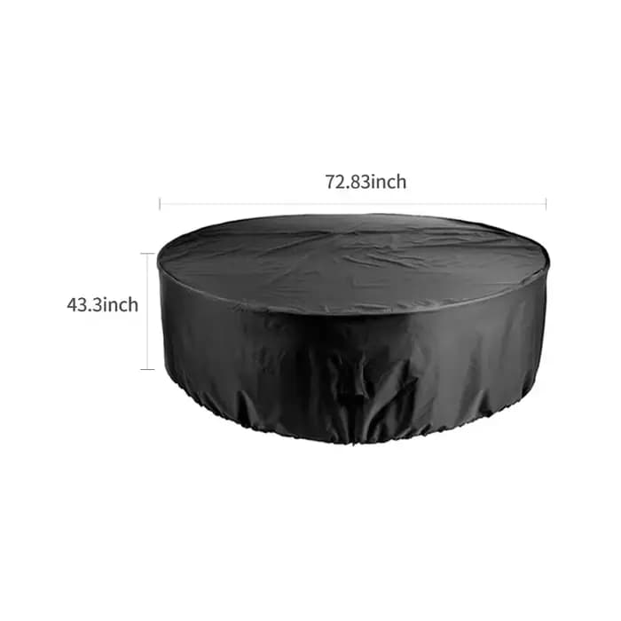 Housse anti-poussière pour table ronde de jardin avec corde de serrage