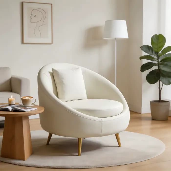 Fauteuil d'appoint blanc crème avec coussin