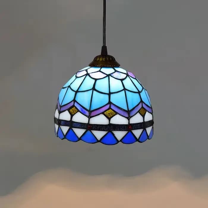 Lustre Tiffany en verre coloré, style rétro européen, pour bar, restaurant, chambre, balcon, ambiance méditerranéenne et campagnarde