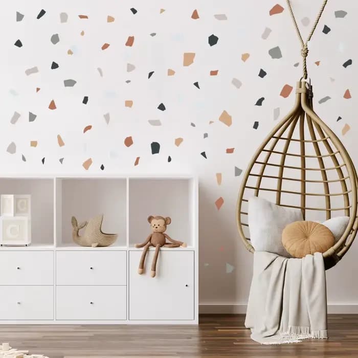 Autocollant mural en marbre pour salon et chambre à coucher, stickers muraux, décor de chambre d'enfant, peintures murales, papier peint, fond de terrazzo