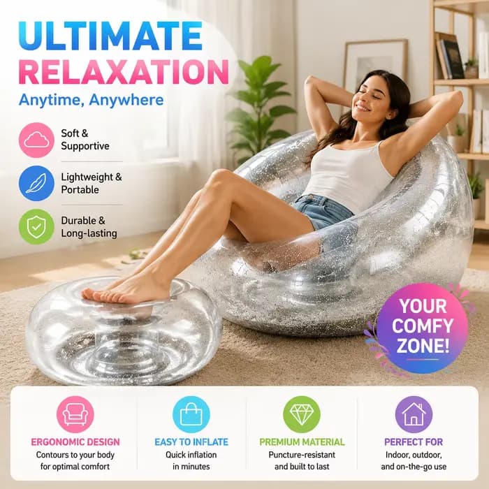 Chaise longue gonflable à paillettes