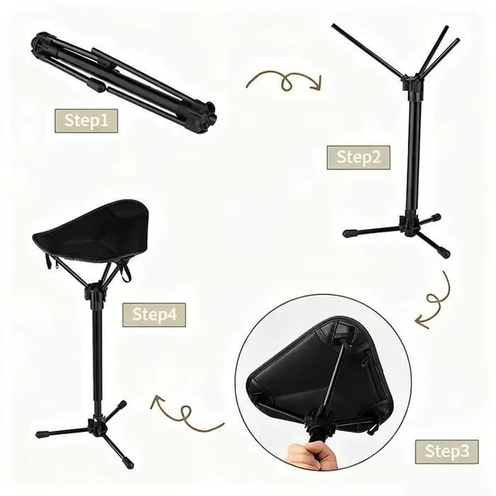 Tabouret trépied portable pliable