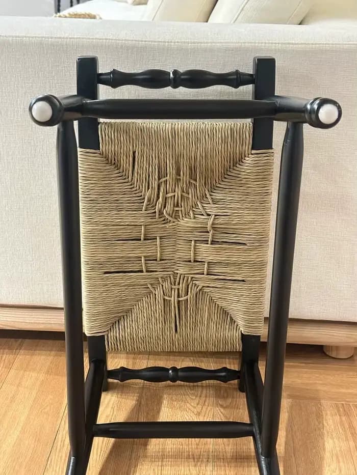Tabouret vintage en rotin tressé et corde