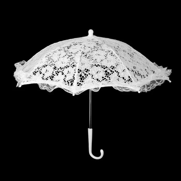 Parasol blanc vintage brodé de dentelle florale