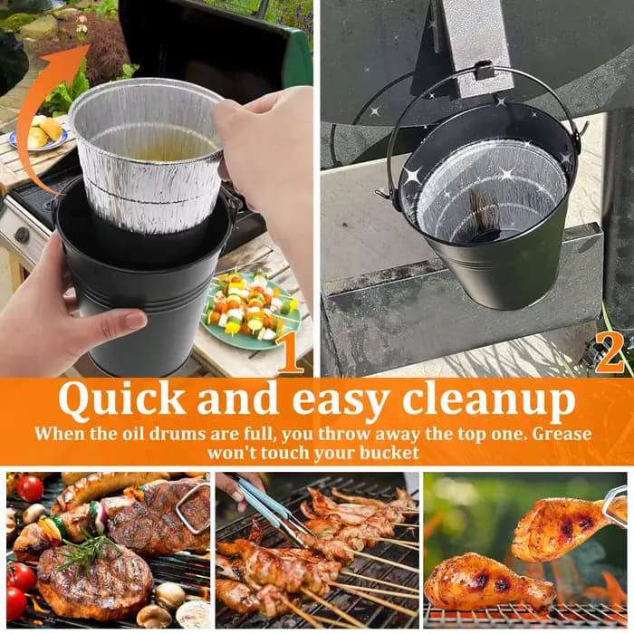 Seau à graisse pour fumeur adapté aux grilles en acier de grande capacité Traeger