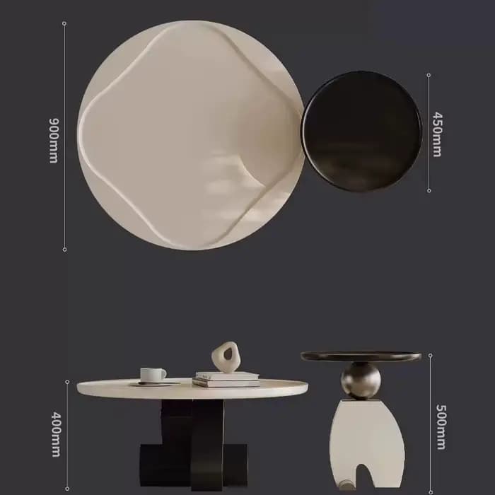 Table basse ronde de style Mid-Century pour salon