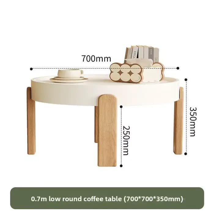 Petite table basse ronde avec plateau de couleur crème