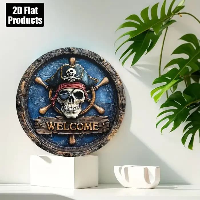 Panneau métallique pirate sur le thème nautique