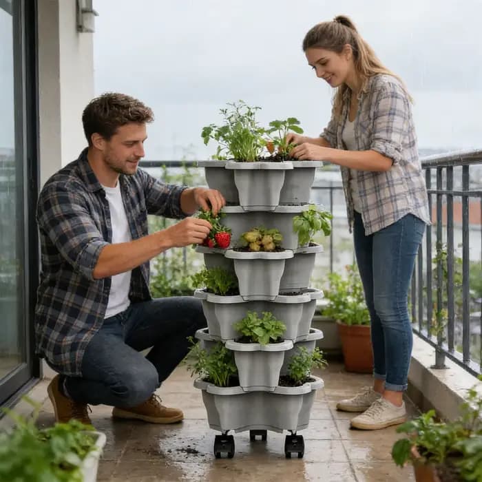Tour de plantation à 6 niveaux avec roues