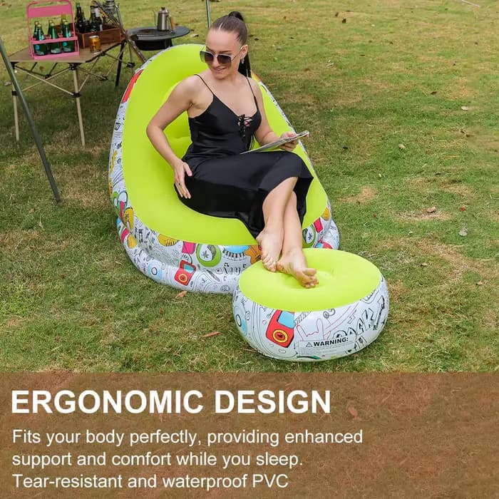 1 chaise longue gonflable avec repose-pieds