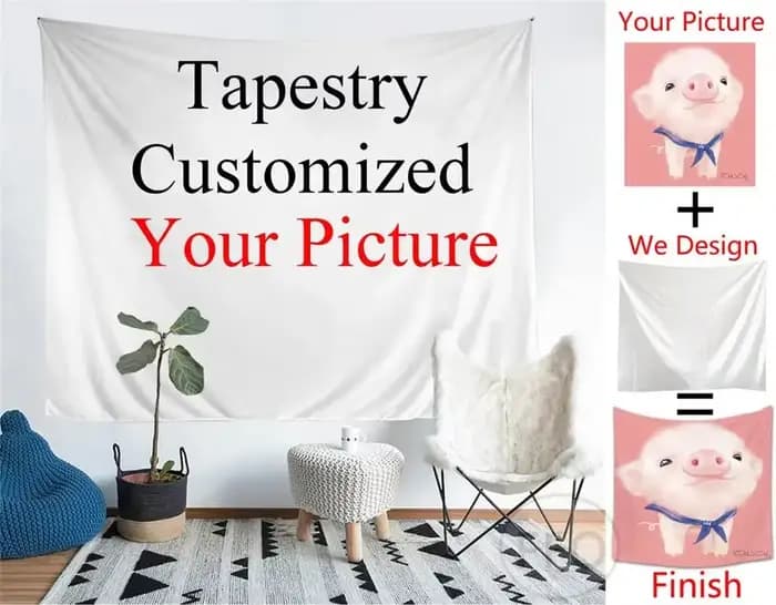Tapisserie Murale Personnalisée pour la Décoration de la Maison, Impression de Votre Photo, DIY
