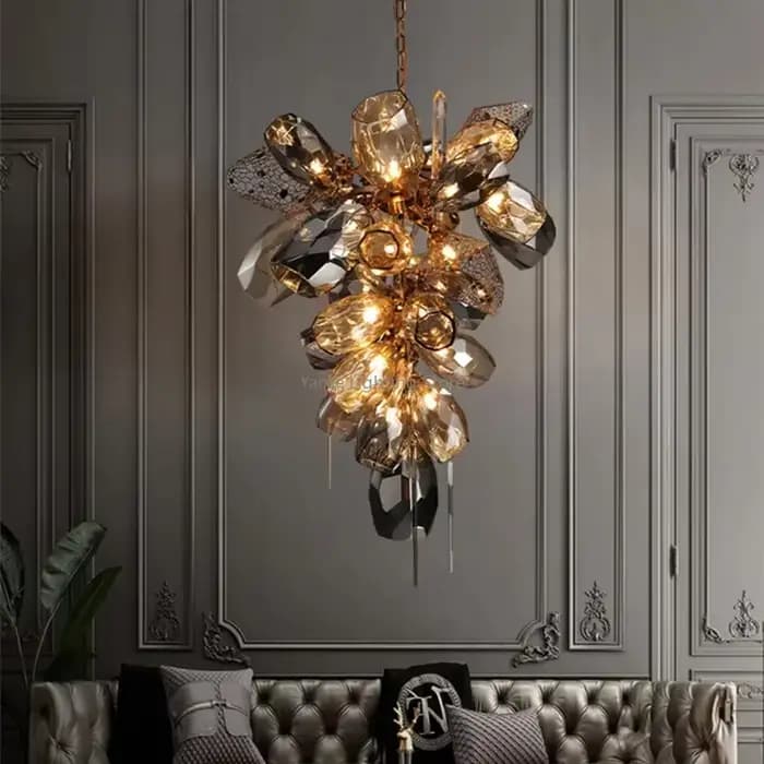 Lampes LED à Suspension en acier inoxydable de luxe moderne salon chambre allée lustre en cristal lampes suspendues d'intérieur ampoule gratuite