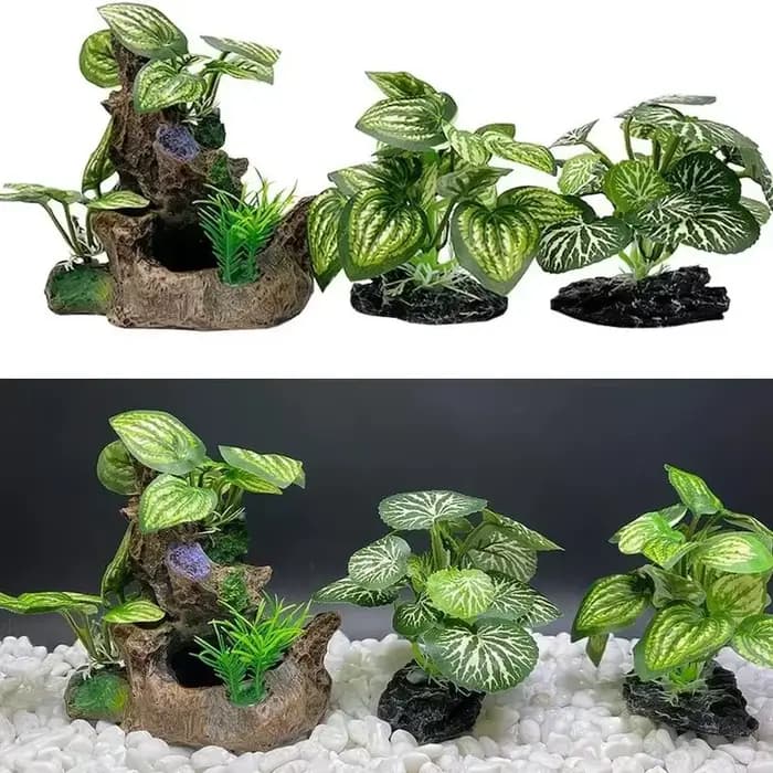 Ornements d'aquarium, plantes artificielles, décorations de paysage pour aquarium, plantes aquatiques en plastique, fleurs, arbres, rochers, accessoires