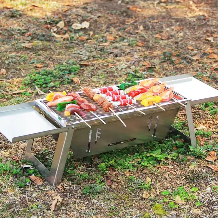 Barbecue pliable en acier inoxydable Réglage de la chaleur réglable Grille extensible