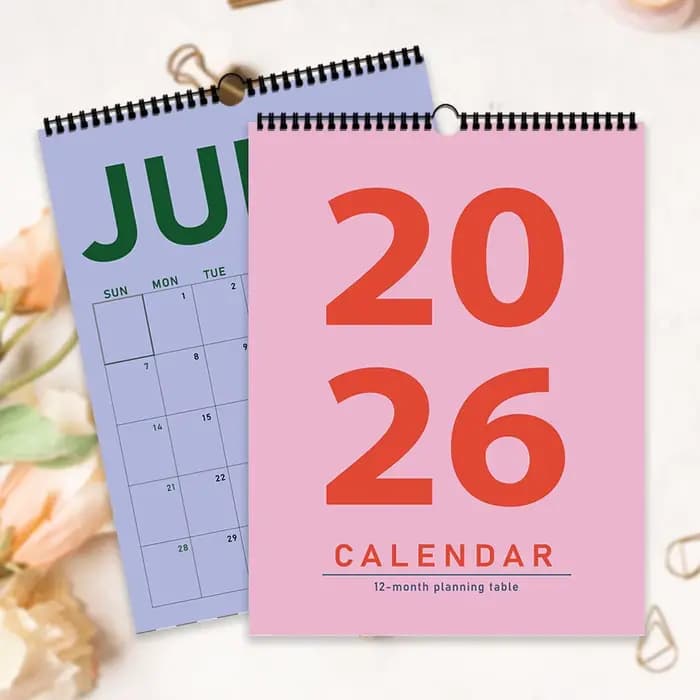 Calendrier mural 2026, Design géométrique abstrait, couleur Morandi, planificateur de 12 mois, cadeau d'anniversaire parfait, noël et nouvel an, 1 pièce