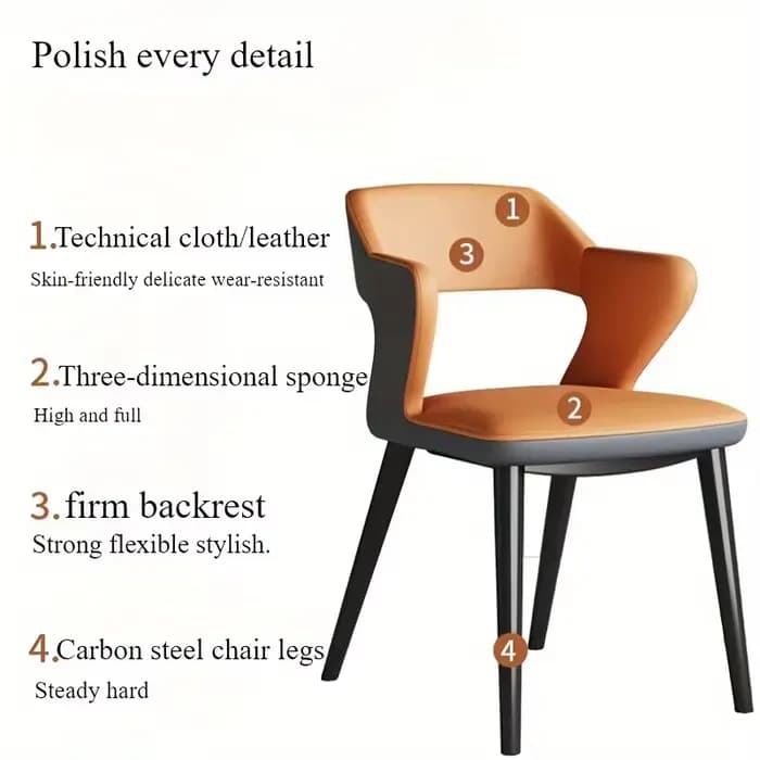 Chaise de salle à manger en cuir de Style français avec dossier