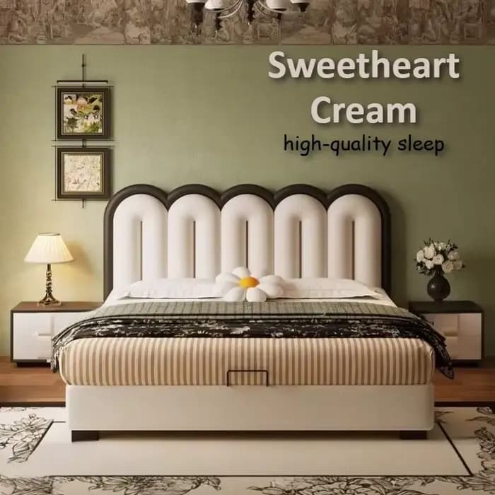 Décoration esthétique pour chambre à coucher, lit double pour adolescentes, lit pour 2 personnes, cadre en cuir Nappa, ensemble complet de meubles pour chambre.
