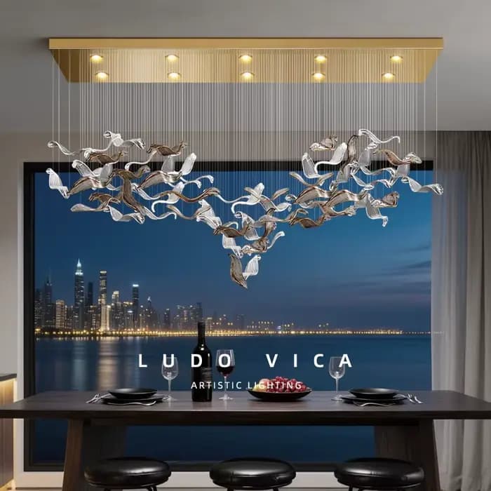 Lustre suspendu pour salle à manger, luminaires de plafond pour salon, luminaires suspendus en verre pour îlot de cuisine