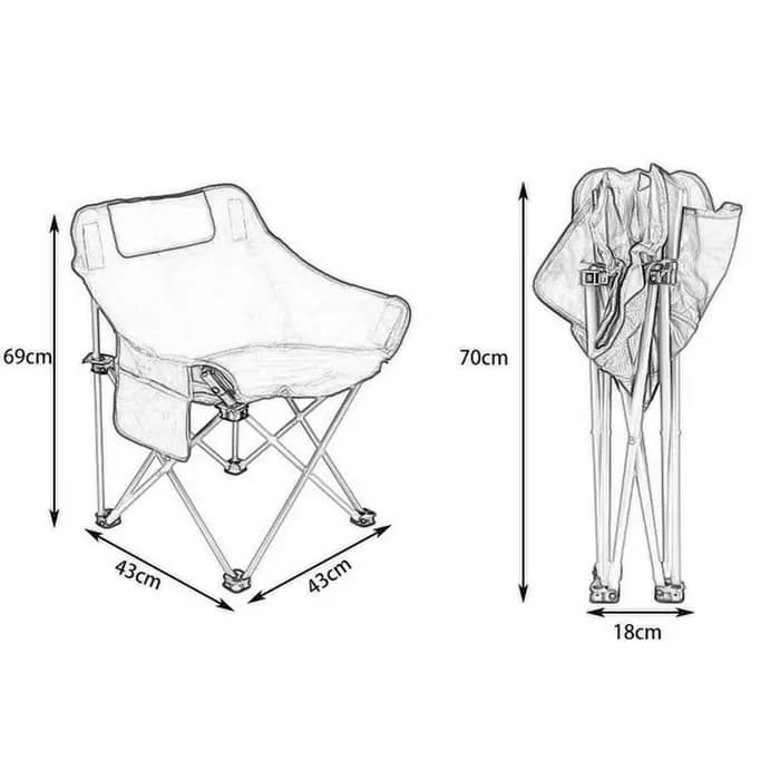 Chaise de camping pliable avec sac de rangement et poche