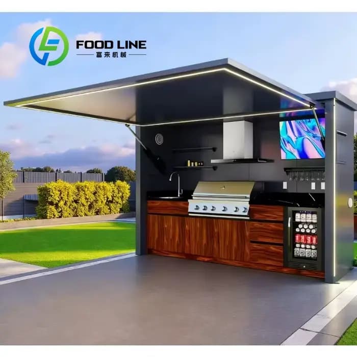 Abri modulaire personnalisé résistant aux intempéries avec cuisine extérieure intégrée