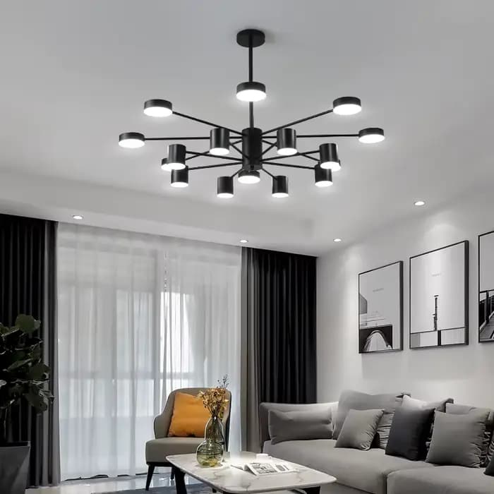 Led lustre lumière pour salon salle à manger chambre plafond moderne nordique suspension lampe noir lustre intérieur luminaire