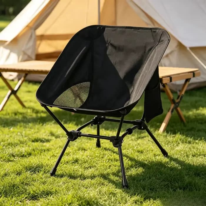 Chaise lune légère en tube de fer, tabouret de camping pliable carré à quatre coins pour la plage, la pêche et l'extérieur