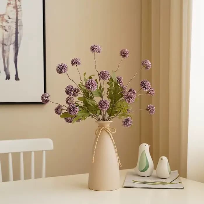 Bouquet de 5 têtes de pissenlits, petites boules de pompons en soie, arrangement floral de mariage, décoration de table à domicile, accessoire photo A6117