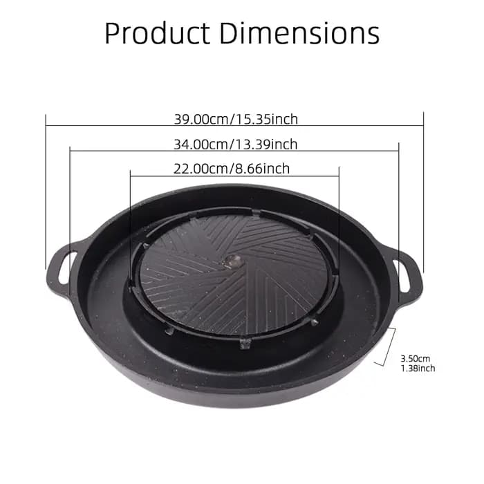 KOSUN – poêle à barbecue coréenne 2 en 1, plaque de partage ronde pour barbecue, pour intérieur et extérieur, équipement de Camping Portable, Restaurant, 13 pouces