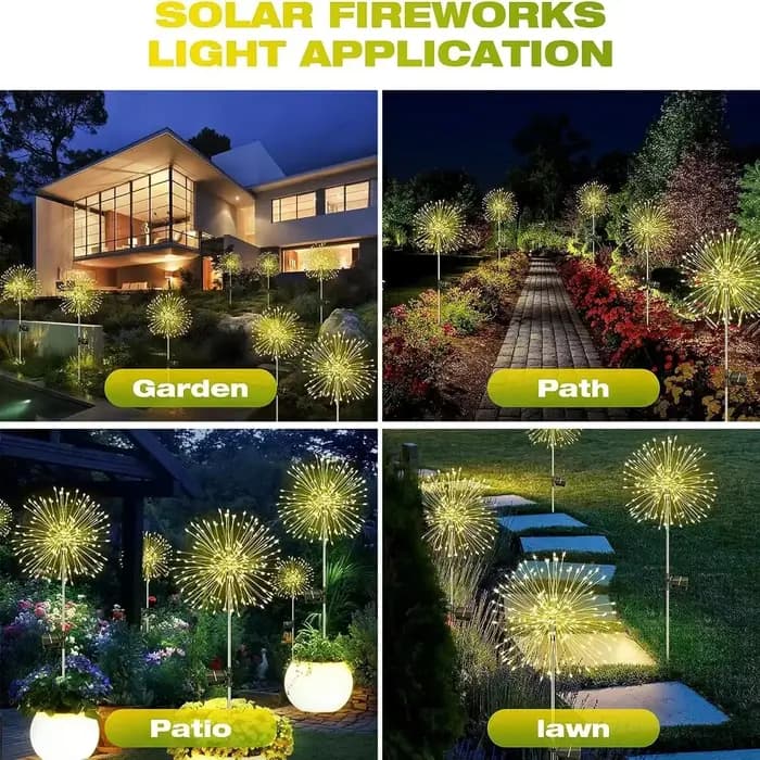 Lampes solaires LED d'extérieur en forme de feu d'artifice