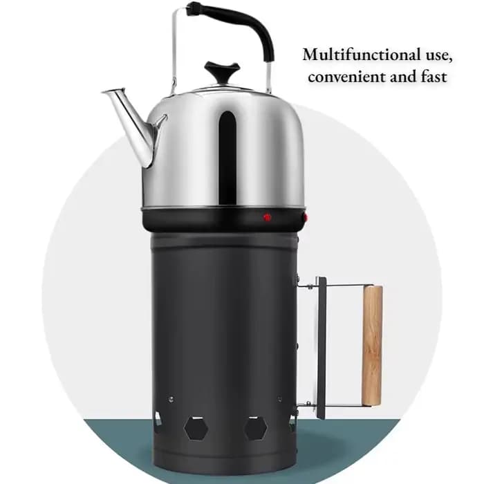 Barbecue portable en acier inoxydable avec seau à charbon et allumeur intégré