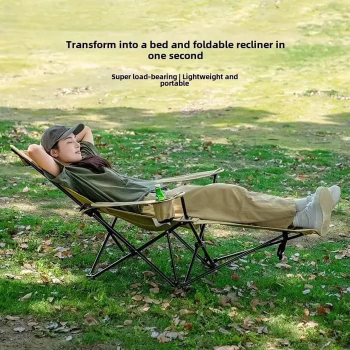 Chaise pliante en métal jaune 2 en 1